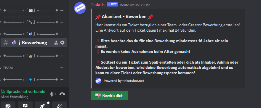 Discord Bewerbung eröffnen